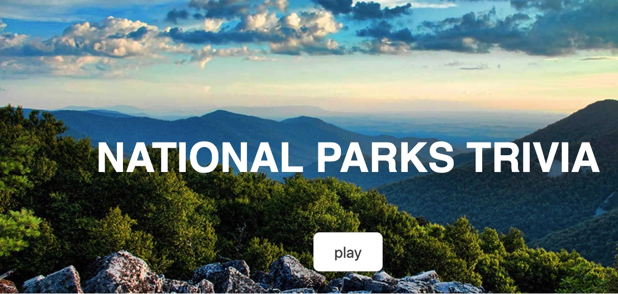 screenshot of national parks trivia game